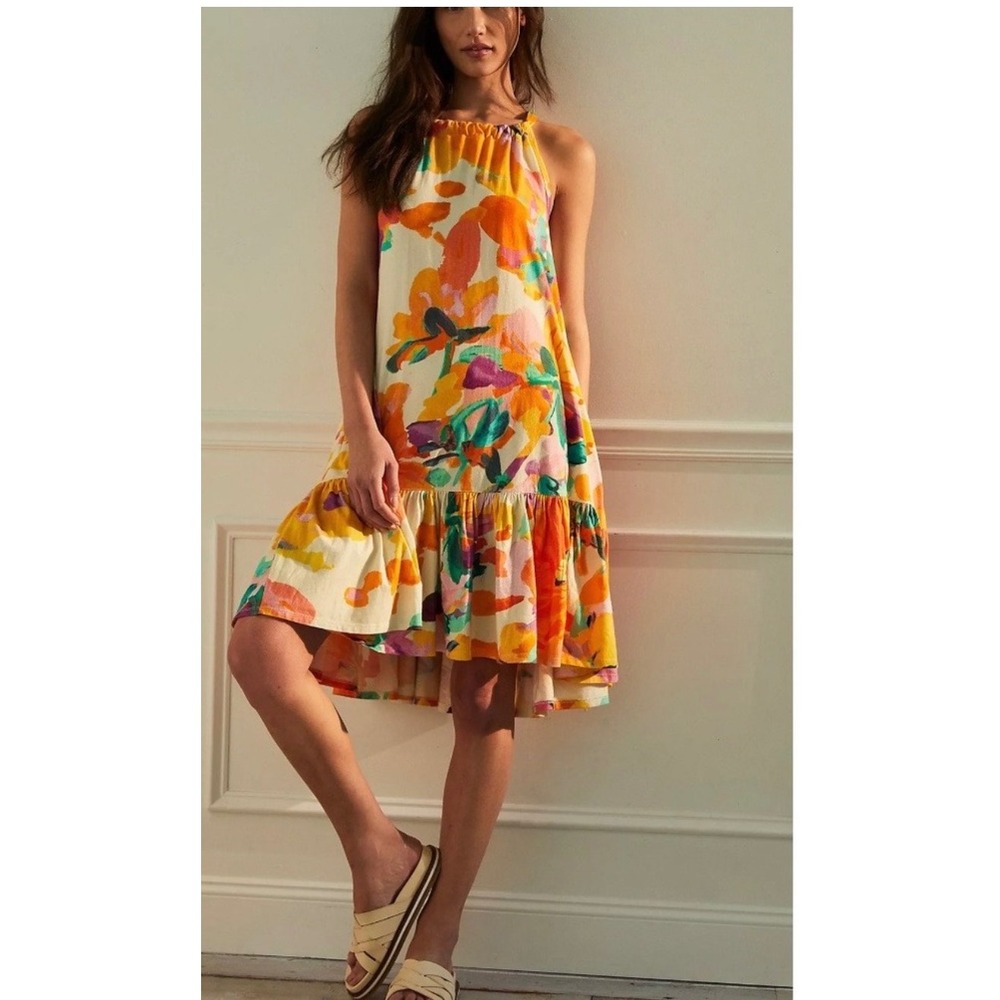 Daily Practice Anthropologie Frida Floral Halter Dress Multicolor Size XXSP